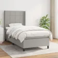 cadre de lit avec matelas Gris clair 80x200 cm Tissu