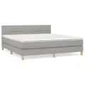 cadre de lit avec matelas Gris clair 160x200cm Tissu