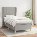 cadre de lit avec matelas Gris clair 80x200 cm Tissu