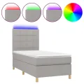 cadre de lit et matelas et LED Gris clair 80x200cm