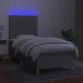 cadre de lit et matelas et LED Gris clair 80x200cm