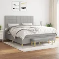 cadre de lit avec matelas Gris clair 160x200cm Tissu