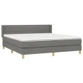 cadre de lit avec matelas Gris foncé 180x200cm Tissu