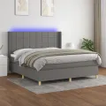 cadre de lit matelas LED Gris foncé 180x200 cm Tissu