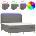 cadre de lit matelas LED Gris foncé 180x200 cm Tissu