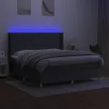 cadre de lit matelas LED Gris foncé 180x200 cm Tissu