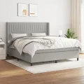 cadre de lit avec matelas Gris clair 180x200cm Tissu