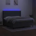 cadre de lit matelas LED Gris foncé 180x200 cm Tissu