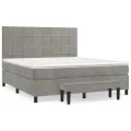 cadre de lit et matelas Gris clair 180x200cm Velours