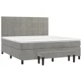 cadre de lit et matelas Gris clair 180x200cm Velours