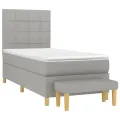 cadre de lit avec matelas Gris clair 90x200 cm Tissu