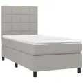cadre de lit avec matelas et LED Gris clair 90x190cm