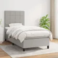 cadre de lit avec matelas Gris clair 90x200 cm Tissu