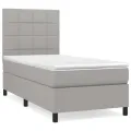 cadre de lit avec matelas Gris clair 90x200 cm Tissu