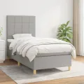 cadre de lit et matelas Gris clair 90x190 cm Tissu