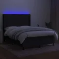 cadre de lit matelas et LED Noir 140x200 cm Tissu