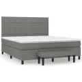 cadre de lit avec matelas Gris foncé 160x200cm Tissu