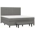 cadre de lit avec matelas Gris foncé 160x200cm Tissu