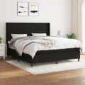 cadre de lit avec matelas Noir 160x200 cm Tissu