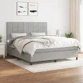 cadre de lit avec matelas Gris clair 160x200cm Tissu