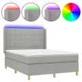 cadre de lit matelas LED Gris clair 140x200 cm Tissu