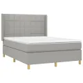 cadre de lit matelas LED Gris clair 140x200 cm Tissu