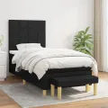 cadre de lit avec matelas Noir 90x200 cm Tissu
