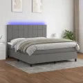 cadre de lit et matelas et LED Gris foncé 180x200 cm