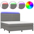 cadre de lit et matelas et LED Gris foncé 180x200 cm