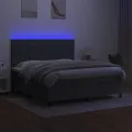 cadre de lit et matelas et LED Gris foncé 180x200 cm