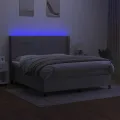 cadre de lit matelas LED Gris clair 180x200 cm Tissu