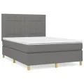 cadre de lit avec matelas Gris foncé 140x200cm Tissu