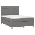 cadre de lit avec matelas Gris foncé 140x200cm Tissu