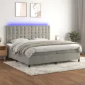 cadre de lit matelas et LED Gris clair 200x200 cm