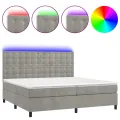 cadre de lit matelas et LED Gris clair 200x200 cm