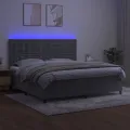 cadre de lit matelas et LED Gris clair 200x200 cm