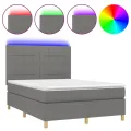 cadre de lit et matelas et LED Gris foncé 140x200 cm