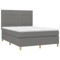 cadre de lit et matelas et LED Gris foncé 140x200 cm