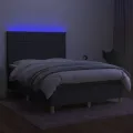 cadre de lit et matelas et LED Gris foncé 140x200 cm
