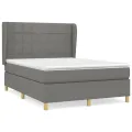 cadre de lit avec matelas Gris foncé 140x200cm Tissu