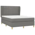 cadre de lit avec matelas Gris foncé 140x200cm Tissu