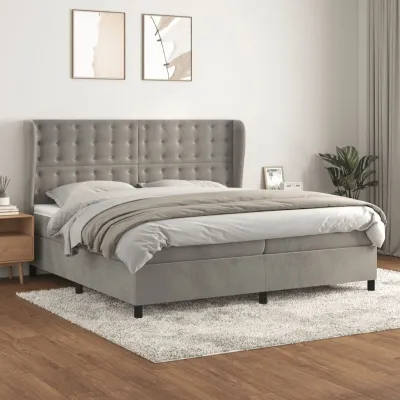 cadre de lit et matelas Gris clair 200x200cm Velours