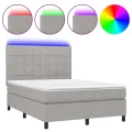 cadre de lit et matelas et LED Gris clair 140x200 cm