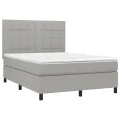 cadre de lit et matelas et LED Gris clair 140x200 cm