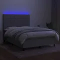 cadre de lit et matelas et LED Gris clair 140x200 cm