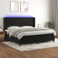 cadre de lit matelas et LED Noir 200x200 cm Velours