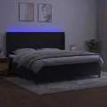 cadre de lit matelas et LED Noir 200x200 cm Velours
