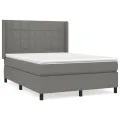cadre de lit avec matelas Gris foncé 140x200cm Tissu