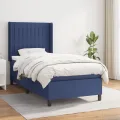 cadre de lit avec matelas Bleu 90x200 cm Tissu