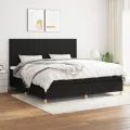 cadre de lit avec matelas Noir 200x200 cm Tissu